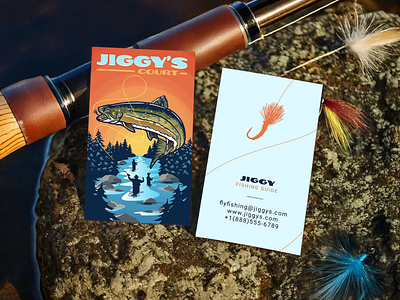 Jiggy's Courtâ„¢ branding fishing brand graphic design heyo! letter j logo lure lures outdoor branding rod and reel stream trout illustration