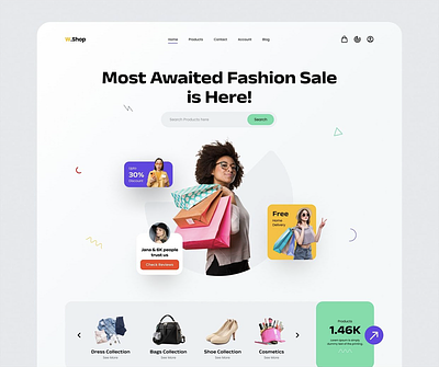 E-Commerce Landing Page Web UI Design 3d app assets branding design e commerece fashion graphic design illu illustration landing motion graphics sale theuxbench ui ux vector web website