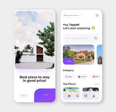 Real Estate Marketing Mobile app UI Design app branding clean design illustration lightmode marketing mobile modern real estate theuxbench ui ux vreative