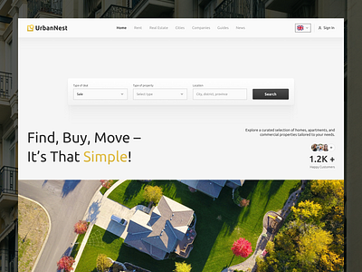 UrbanNest - Real Estate Website exterior website landing page real estate ui ui design web design