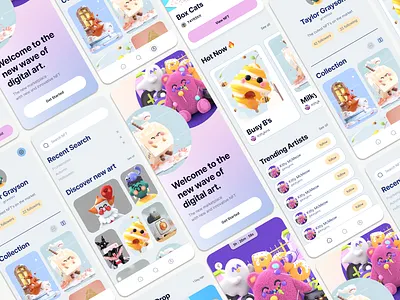 Cute NFT App UI Design app cute design illustration kawaii nft ui uiux