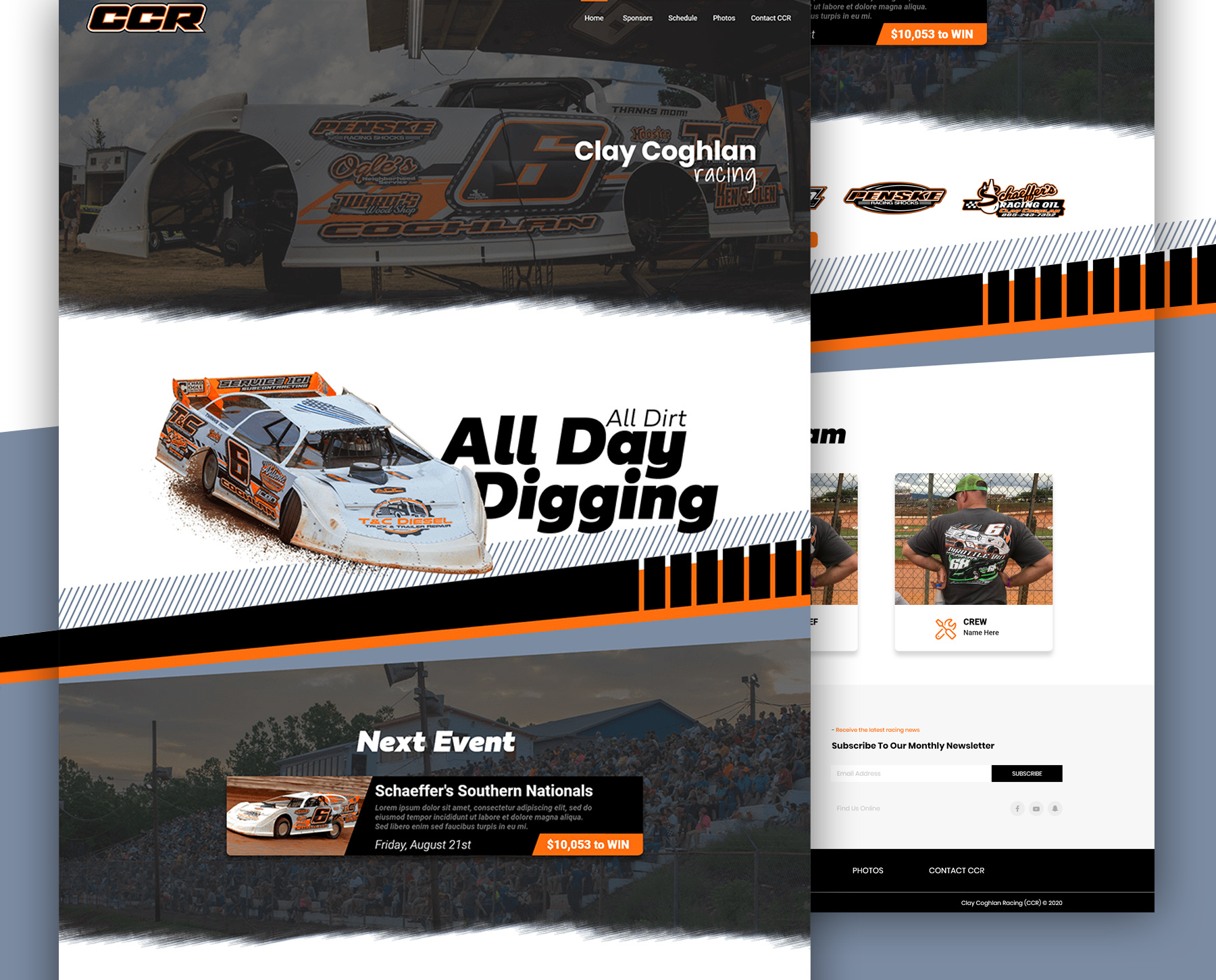 Example of Clay Coghlan Racing (CCR) - Website Design