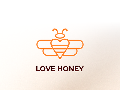 BEE AND LOVE LOGO bee bee logo brand branding color design dual meaning logo honey honey logo illustration logo logo combination love love logo prio hans typography vector
