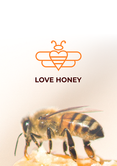 BEE AND LOVE LOGO bee bee logo brand branding color design dual meaning logo honey honey logo illustration logo logo combination love love logo prio hans typography vector
