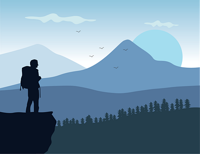 Man and The Mountain art beautiful scenery climb design graphic design hike ilustration illustration minimal art mountains mountians illustartion scenery vector vector art