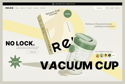 Relea - Vacuum Cup Website - Product Page cup design design eco friendly eco friendly green products interface design landing page online shopping online store product design reusable cup shopping sustainable living ui ui design ux design uxui vacuum cup web design white theme