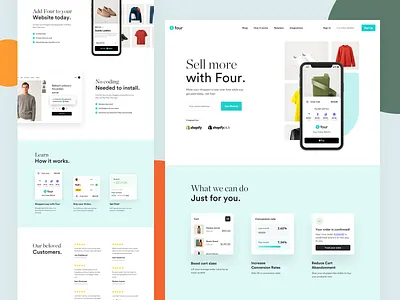 Pay with Four - Landing page app clean clothing clothing label ecommerce fashion landing landing page modern payment payments redesign ui webdesign website