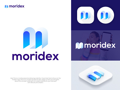 Futuristic Moridex - Logo Design Concept 3d abstract logo 3d logo abstract logo brand identity brand mark branding business logo company logo defi design graphic design letter logo design logo logo design logo symbol modern logo design nft saas tech vector