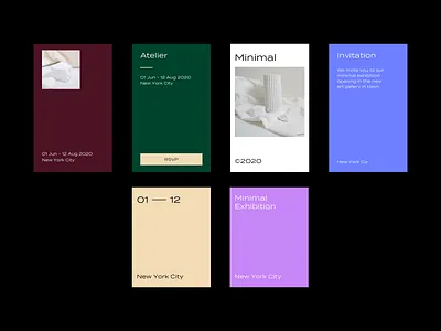 Exhibition Invitation Cards branding branding design color design invitation layout minimal photography typography ui
