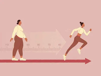 Running helps lose weight 2d vector