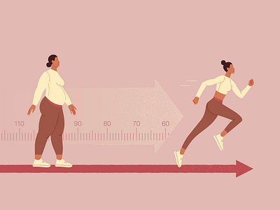 Running helps lose weight 2d vector