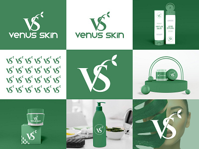 Cosmetics Brand logo/ VS letter logo app logo beauty logo brand identity branding cosmetics logo design digital logo iconic logo leaf logo logo logo design logos marketing logo modern logo natural logo portfolio skin care logo startup logo ui vs logo