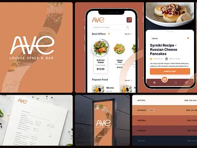 AVE restaurant & bar identity branding graphic design logo ui