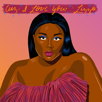 Lizzo album artwork cause i love you dna test gradient hand lettering art illustration lizzo music portrait