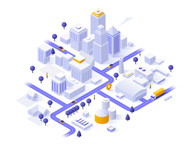 Isometric City 3d adobe illustrator city cityscape computer design energy graphic illustration isometric page power plant road street town urban vector web webpage website