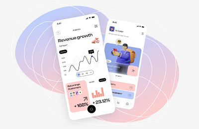 Finance Analytics App Dashboard analytics app business clean layout customer data data analysis data reporting data visualization finance finance analysis finance reports fintech mobile app modern ui pastel color palette revenue seamless user experience ui design user engagement user experience ux design