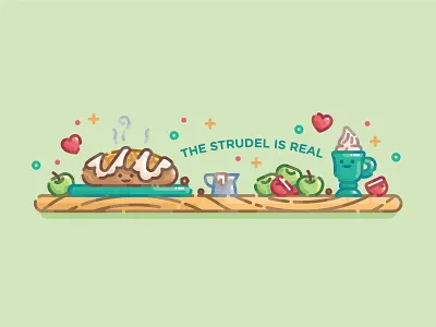 The Strudel is Real cute digital illustration flat illustration illustration line art monoline pastel strudel