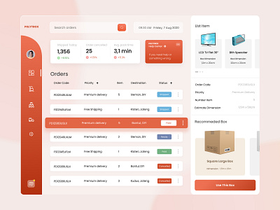 Warehouse Shipping Dashboard box clean dashboard dashboard app dashboard design dashboard ui flat glass glassy ipad ipad pro red shipping ui ux warehouse warehouse manager