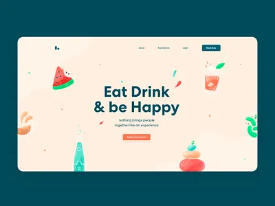 Landing Page Exploration app branding clean drink food icons illustration landing page logo ui ux web website yoga