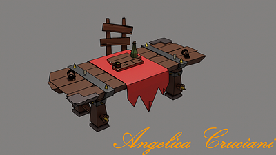 Medieval Table Low-Poly 3d blender lowpoly