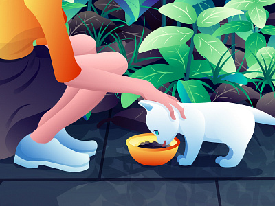 Can I go with you? blue color cute green illustration