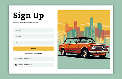 Retro Ride Sign-Up UI #001 001 100dayui dailyui design sign up uiux web