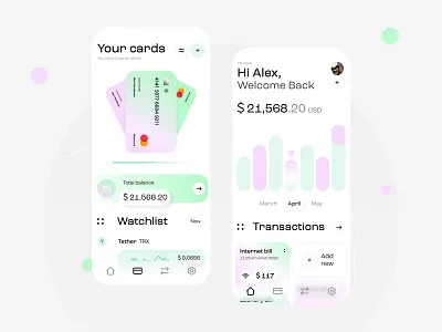 Digital Wallet App app inspiration app interface balance budgeting cards digital wallet finance app finance planning financial app design financial data fintech mobile banking money management online payment secure wallet transaction ux design uxui wallet app white space