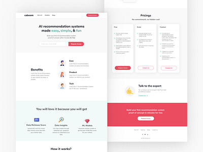 Caboom.ai - Landing Page ai artificial intelligence design figma landing page landingpage machinelearning marketing website saas ui uidesign webdesign website