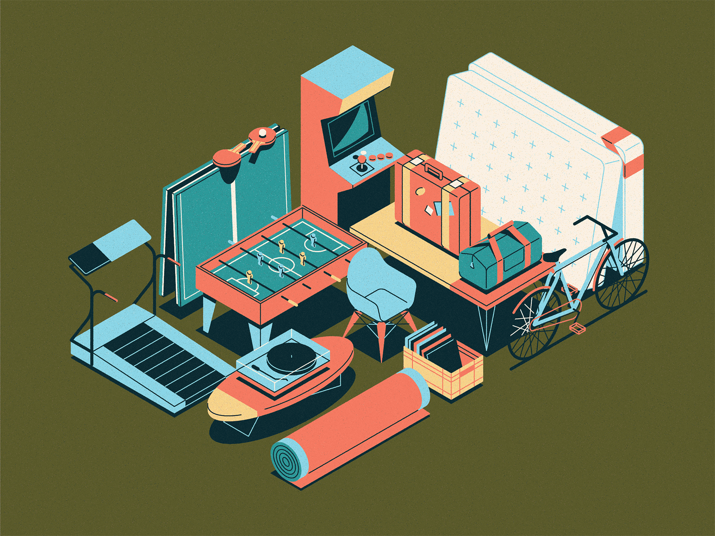 Clutter bedroom garage home house icons illustration kitchen livingroom room rooms tools