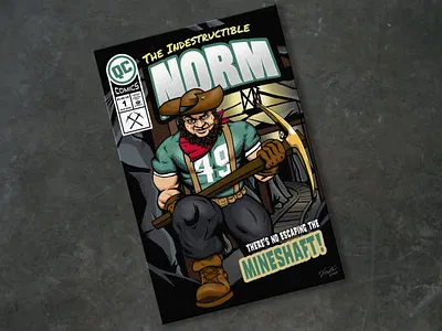 Indestructible Norm (Charlotte 49ers) Cover Poster charlotte 49ers charlotte nc college comic book comic cover comics cominc illustration illustration mascot pick axe poster design super hero