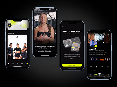 Fitness App - Ladder coaching dark theme exercise fitness app fitness motivation fitness tracker goal setting gym health healthcare mobile app personal training sports app ui design user experience user interface uxui wellness workout workout plans