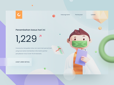 Covid-19 Daily Report Landingpage 3d 3d model blender blender 3d cards character corona design doctor illustration mask render report stats stay home virus