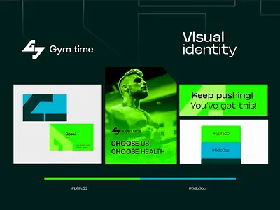 Energetic Visual Identity- Gym time brand identity branding branding design design energetic energetic design energy graphic design green gym gym time gym time logo healthy life logo logo mark logotype motivation typography visual identity visuals