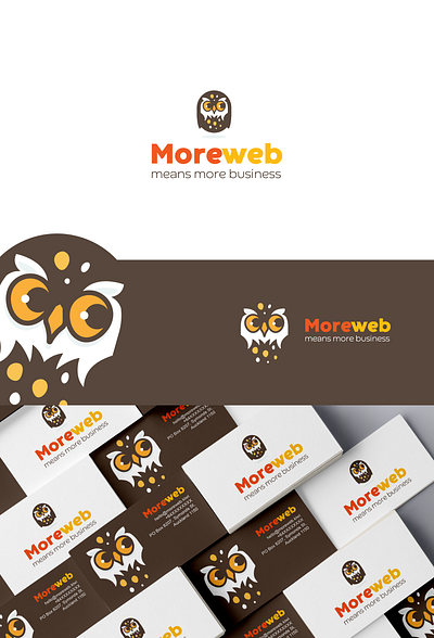 Web Owl animal bird branding character cute design flat illustration internet logo mascot minimal modern morepork owl software vector web