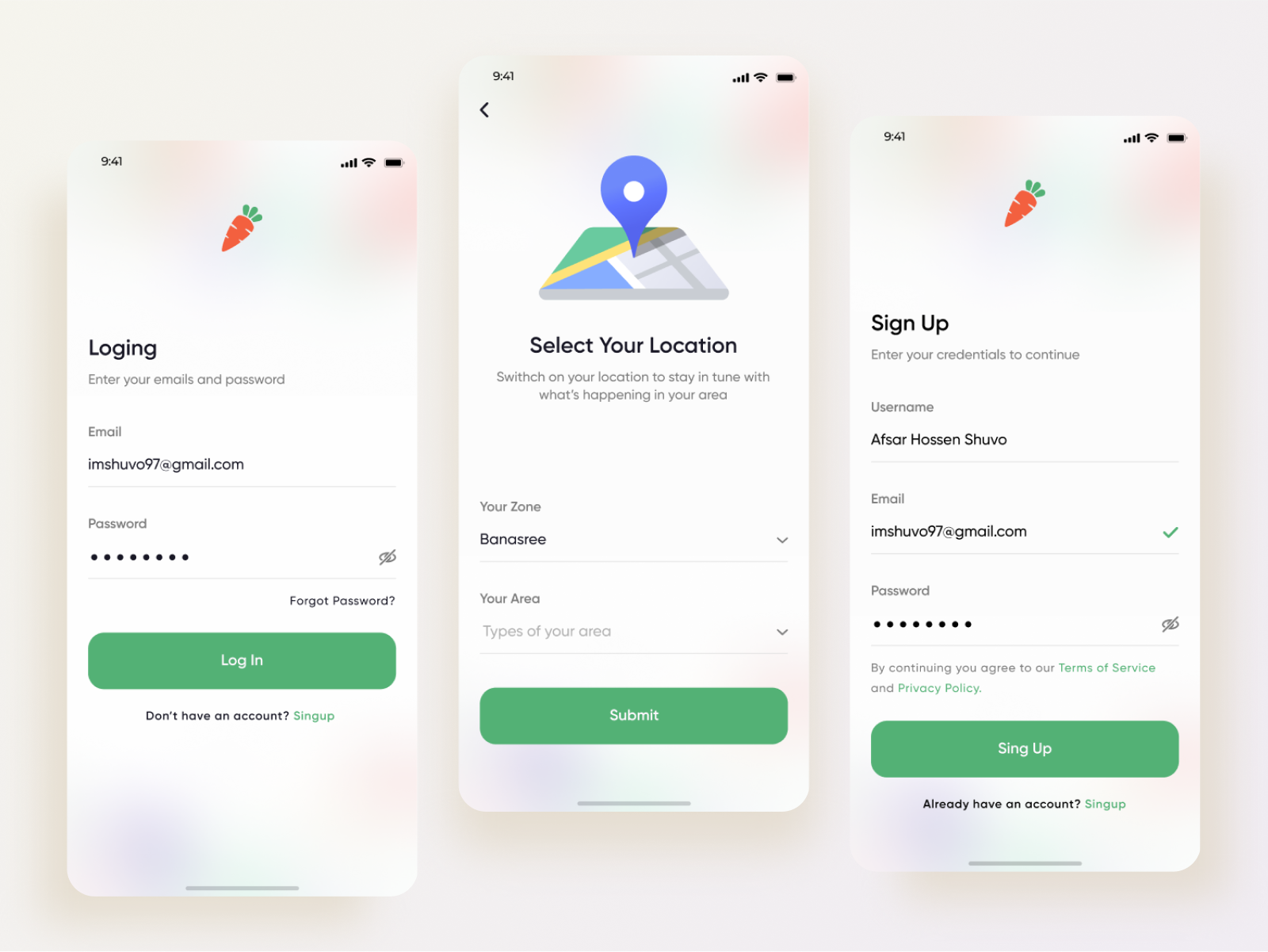 Online Groceries App- Sign in/Sign up by Afsar Hossen for Hook & Hub ...