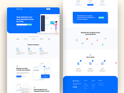 Saaspool- Saas Landing Page 2020 trend adobe xd agency colorful creative illustration saas saas design saas landing page saas website ui