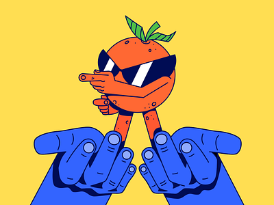 Cover Art for Naranja 4 care character cover design ep fruit glasses hands illustration juice music naranaja orange pointing singer single song spotify vector