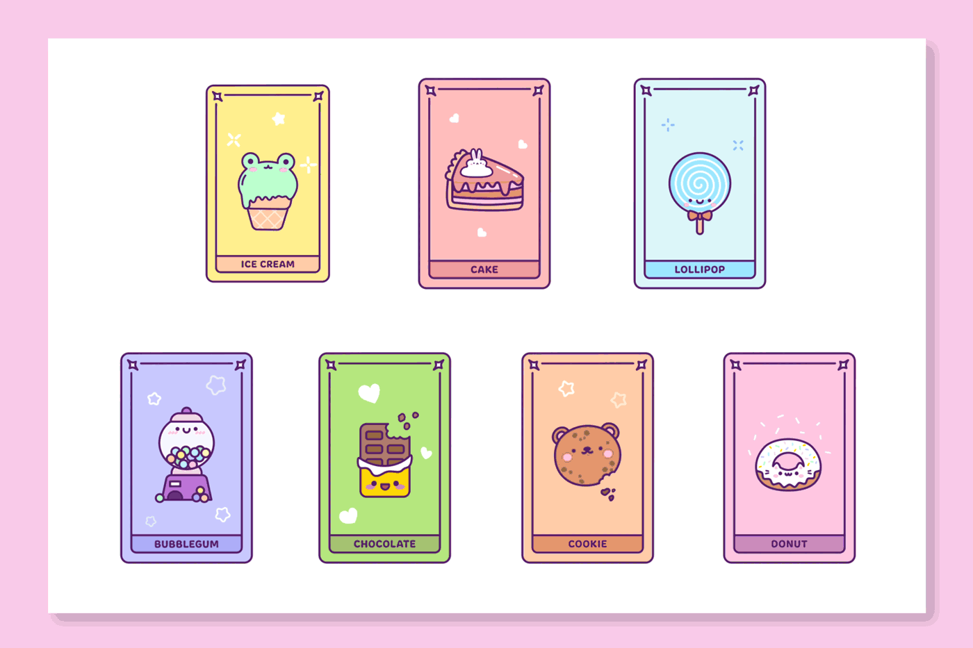 Sweets Tarot: Kawaii Animated GIFs 2d animation adobe after effects adobe illustrator adorable animals animation cards cartoon character character design cute kawaii pastel rotating rotation sweet