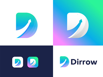 Modern (D) logo design for Dirrow agency app icon arrow logo best logo designer best logo designer in dribbble brand identity branding designer creative d d logo d mark gradient graphic designer identity designer letter logo logo designer logo mark logotype modern logo professional logo