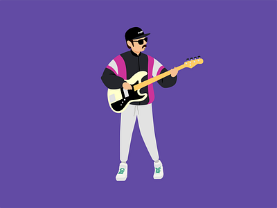 Pensandro • Baixista illustration musician purple supreme vector