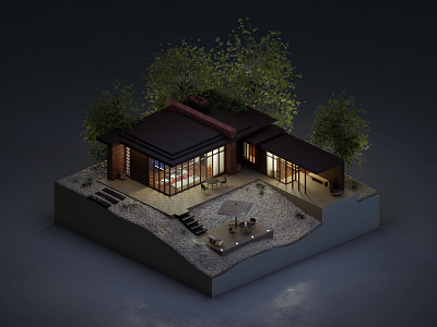 Modernist House 3d 3darchitecture architecture architecture design archiviz b3d blender blender3d blender3dart blendercycles cycles design isometric isometric design