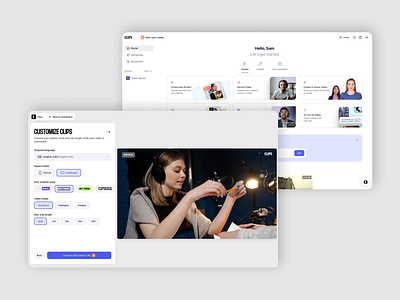 CLIPS - Video Editing Platform app design app interface audio captions clips design highlights insights organization platform design short videos ui design ui kits user experience ux design video editing video editor video management video templates white space