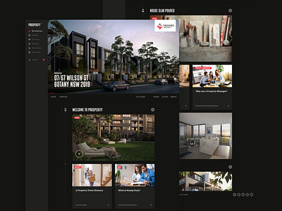 Prosperity property tracker - timeline view architecture blog dark ui editorial grid interaction design property side menu timeline ui