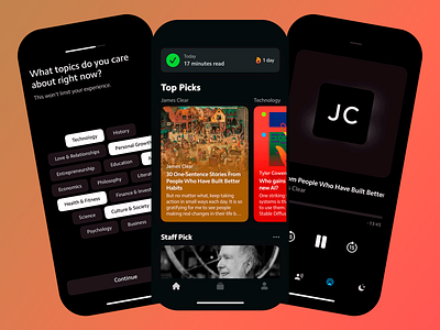 Articles - Exploration App articles blog bright layout creative culture dark mode editorial exploration health news layout mobile app design mobile news modern ui new design new topics news app tech news topics user interface ux design