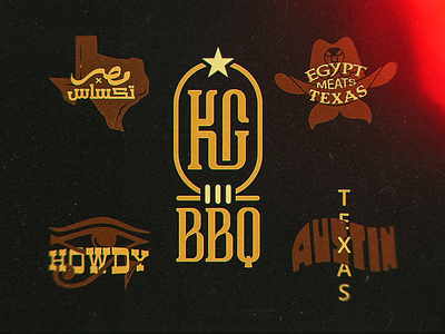 KGBBQ austin bbq bbq branding brand design brand identity branding cowboy egypt egyptian food howdy kg lettering logo meat monogram pharaoh texas typography usa