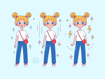 Funny Girl Character Illustration. Doodle style art artist cartoon character childish doodle female funny girl girly illustration person stars woman