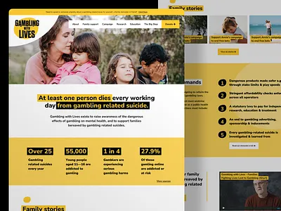 Gambling with Lives Website Design charity design ui ux web website