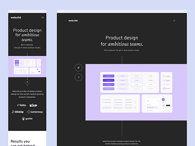 webuild Landing Page product design studio ui ux web design website