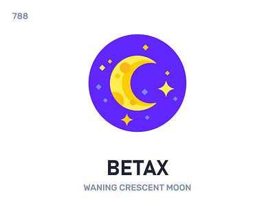 Вéтах / Waning crescent moon belarus belarusian language daily flat icon illustration vector word