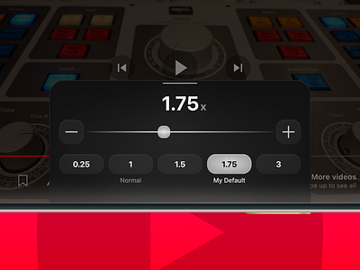 YouTube Default Playback Speed Feature Concept android bold button concept feature gradient ios mobile playback player rounded setting slider speed tab ui ux video watch youtube